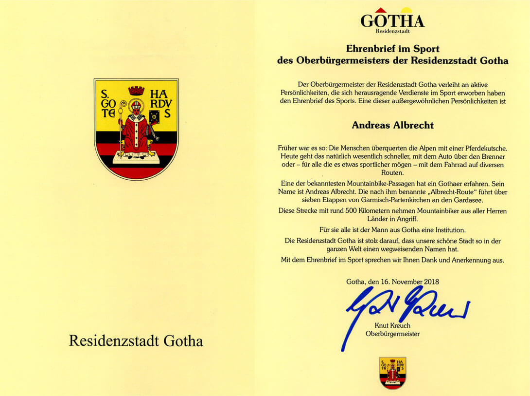 Ehrenbrief Gotha